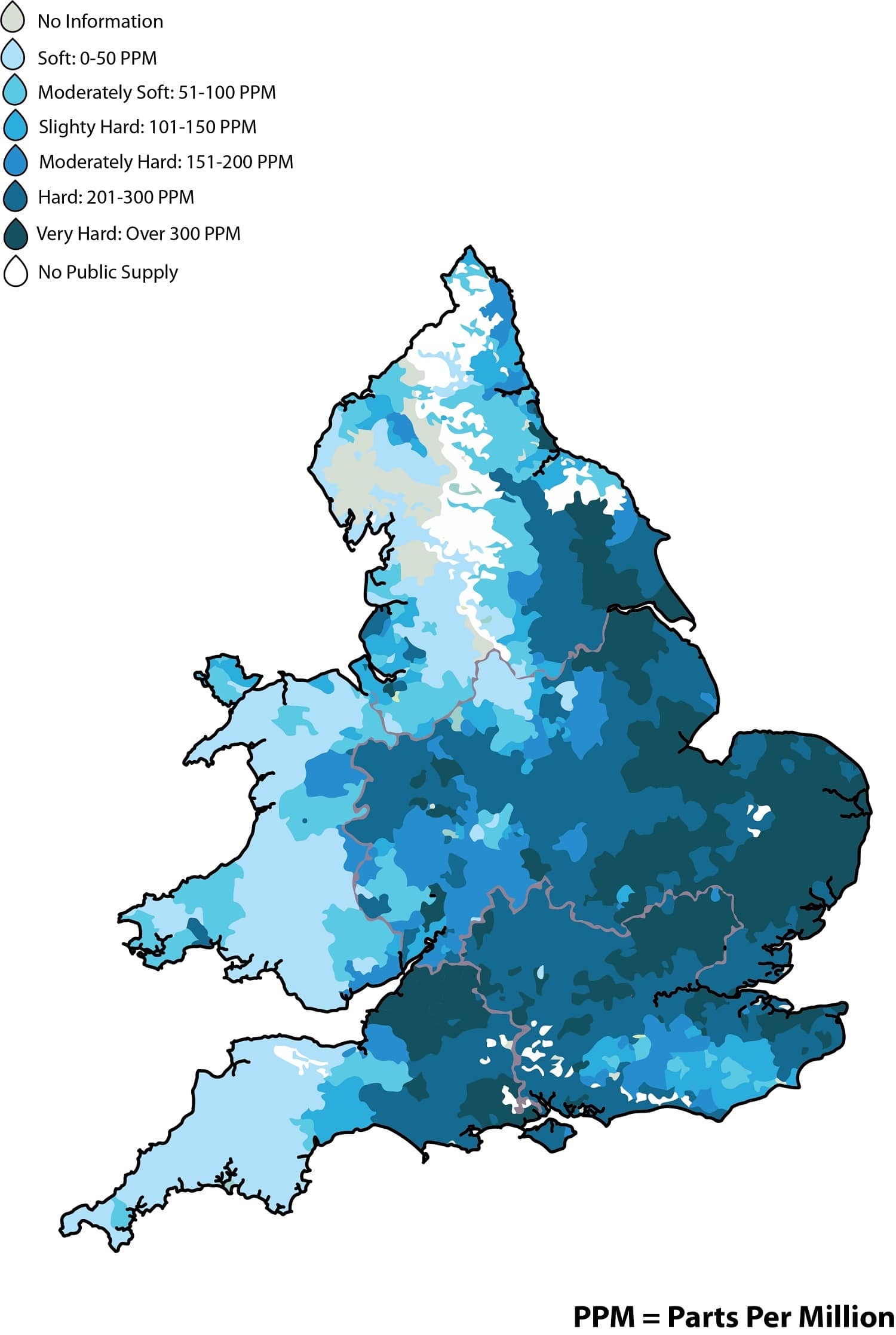 Locations With Hard Water, UK Hard Water Map - Ultra Soft